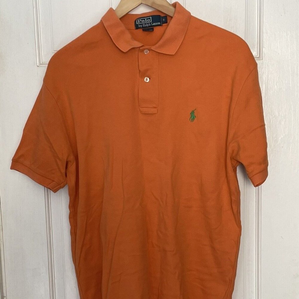 Polo Ralph Lauren Polo Shirt Size Small Orange Green Pony Short Sleeve Mens